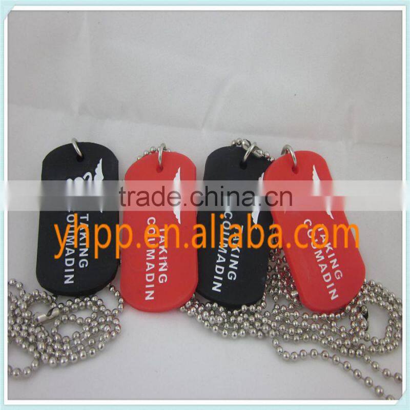 Custom Medical Alert ID AKING COUMADIN Tag Silicone Dog Tag Pendant Necklace