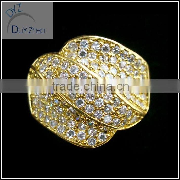 Fashion bridal brass rings jewelry, pave setting gold rings design