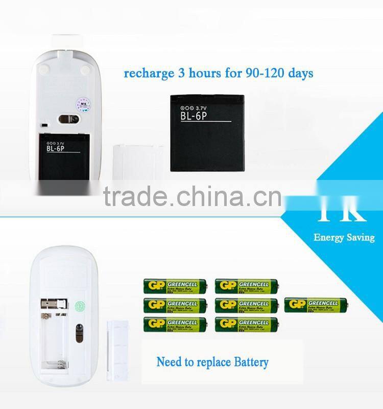 Fashional USB Rechargeable Unique 2.4Gh Wireless Mouse for Apple Notebook