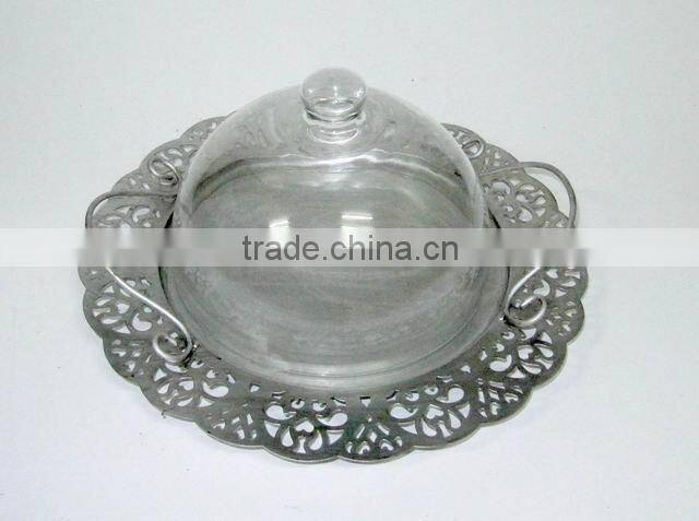 100066SA-1-Chromed Metal and Glass Dome Holder