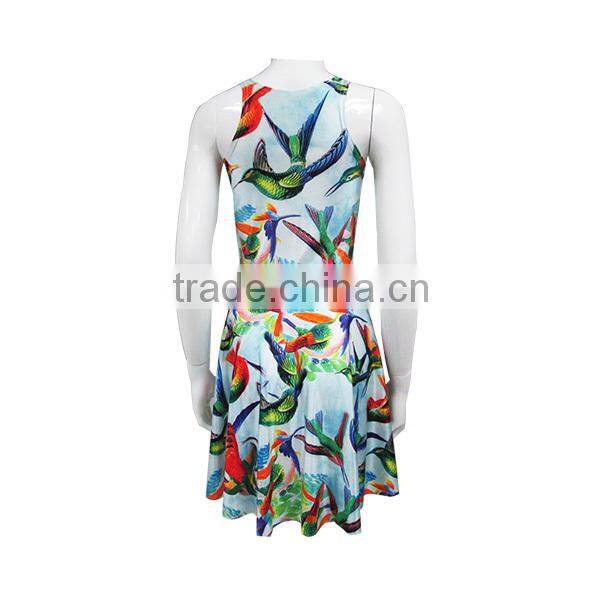 one piece girls party dresses digital printing dresses