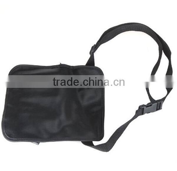 Black PU Leather Cosmetic Brush Bag, Cosmetic Belt Bag With Belt Strap