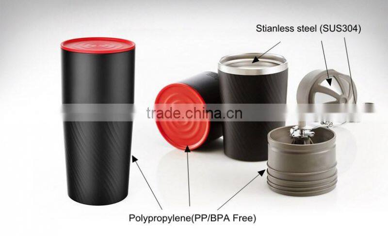 Eco BPA thermo Portable coffee maker with double wall stainless steel tumbler