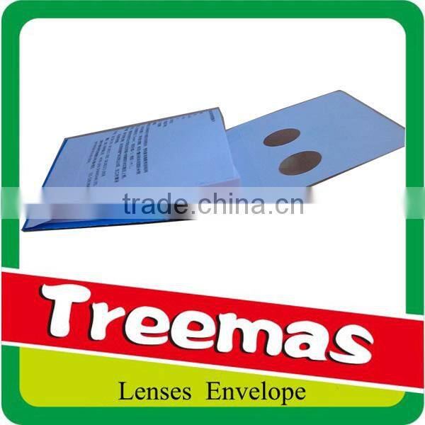 Lenticular aspherical padded optical lens premium envelope package for lens with holes for sticker