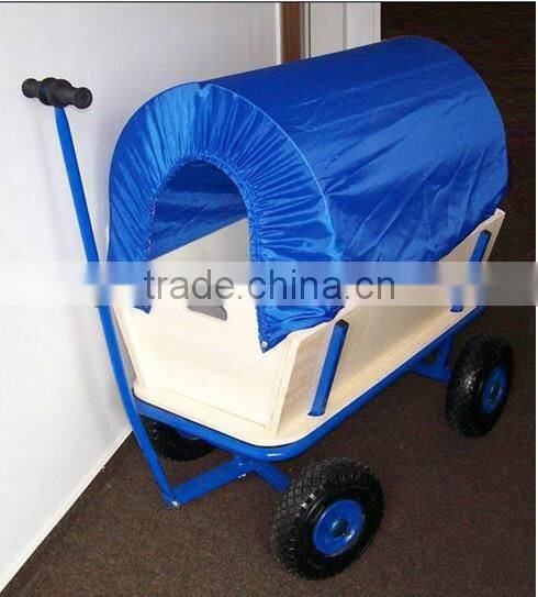 steel Heavy Duty Utility Wagon Lawn Cart Yard Crate Garden Supplies Blue