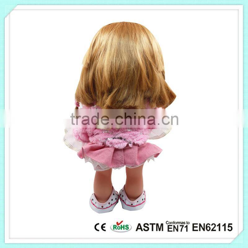 Plastic Connecting Toys Girl Dress Asian Doll 16 Inch Vinyl Doll With Fashion Dress Baby Doll