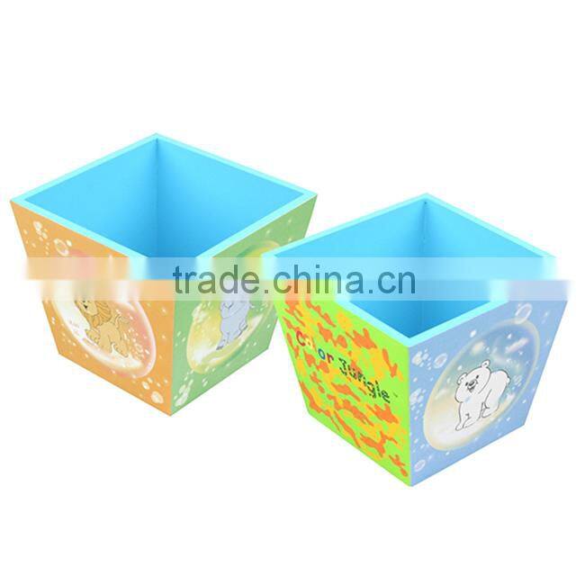Wood cartoon pattern printed toy storage box,kid favourite fancy storage boxes,OEM available