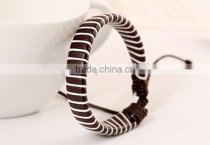 2016 Handmade Rope Bangle Cow Leather Bracelet For Couples