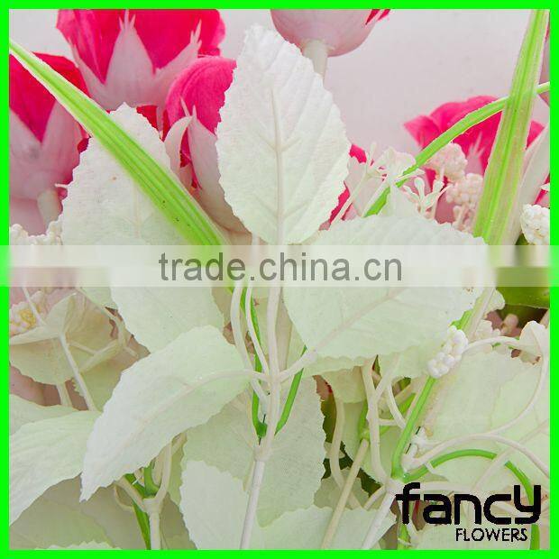 cheap 7 heads artificial fake plastic red rose flower