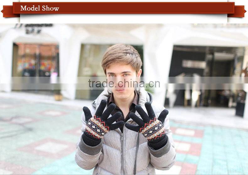 2015 new design winter warm Double pile thickening knitted men's glove