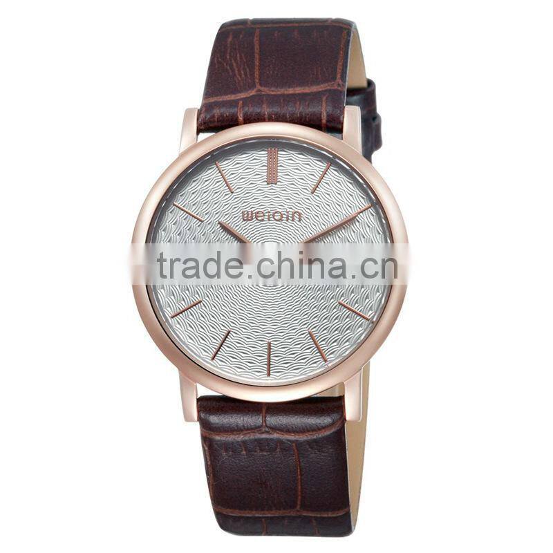 Brand Watch Men W.R. 3ATM Sapphire Glass 4.6mm Thick SS Case Genuine Leather Strap