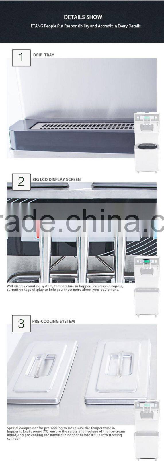 Wholesale factory price 2+1mixed flavors soft ice cream machine