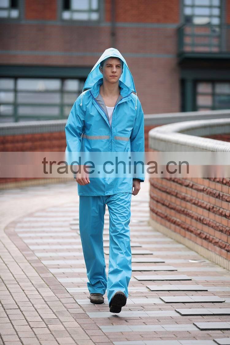 2016 Custom One Piece Rain Suits with reflective strip Reflective Safety Rain Coverall