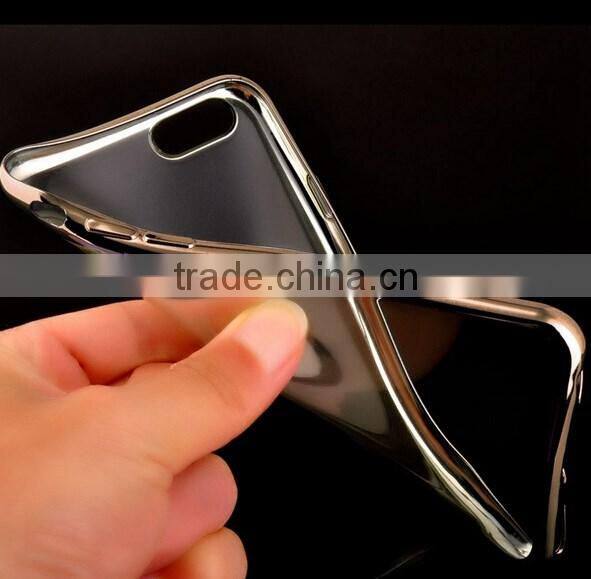 Luxury ultra slim Gold plating crystal clear tpu case for iphone 6 transparent soft phone bag cover
