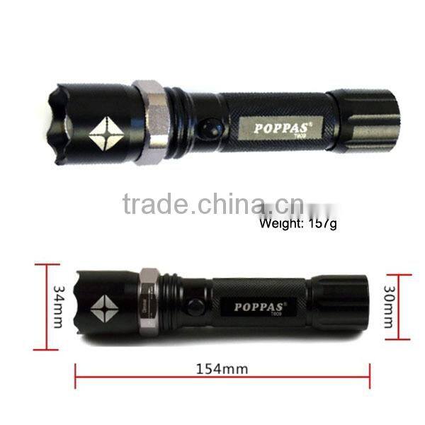 2015 Cheapest Police LED Flashlight CE/ROHS Black Aluminum Portable XPE R2 led rechagerable flashlight