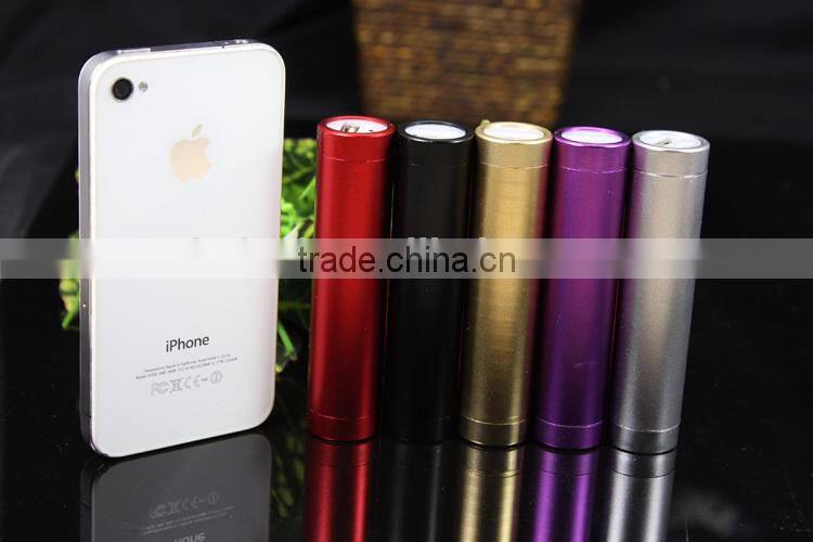 Gift metal cylinder 2200mah led light power bank portable charger