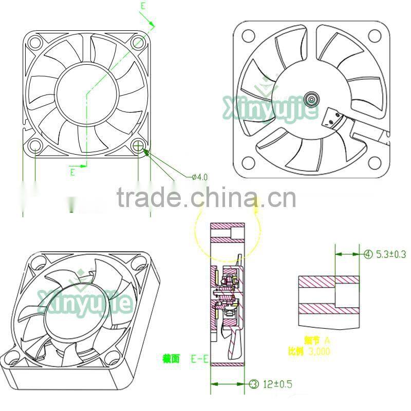 small heat resistant fan 3v dc mini fan 5010 dc fan air cooler