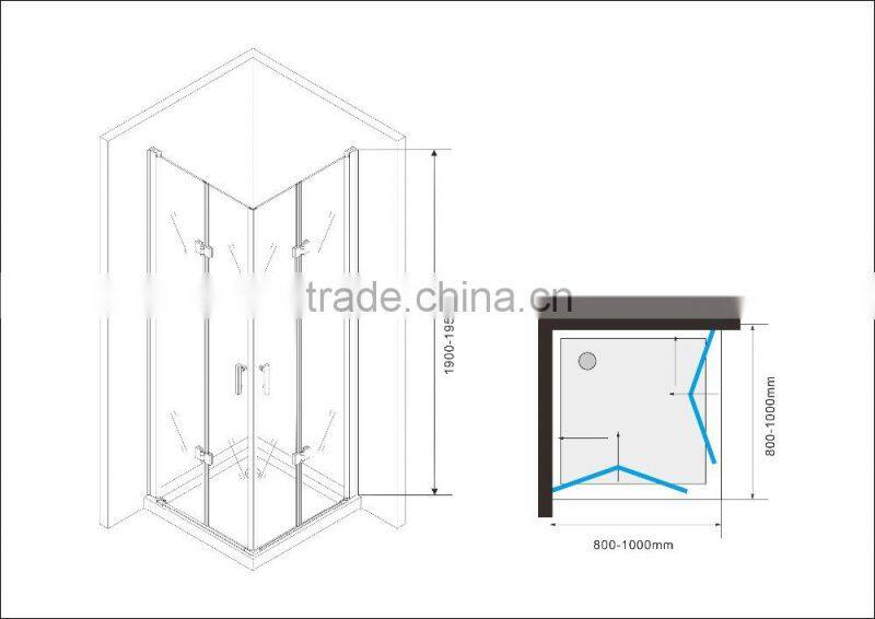 Pivot system and hinge 6MM tempered glass shower enclosure EX-213L