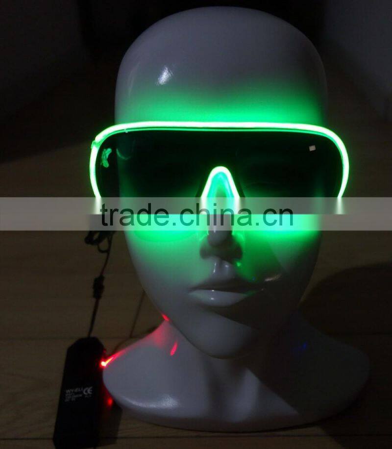 Green EL sunglasses/EL glow sunglasses/EL lighting glasses/Electroluminescent sunglasses