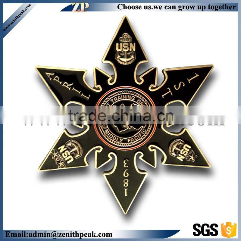 shield shape metal coin navy coins brass coins