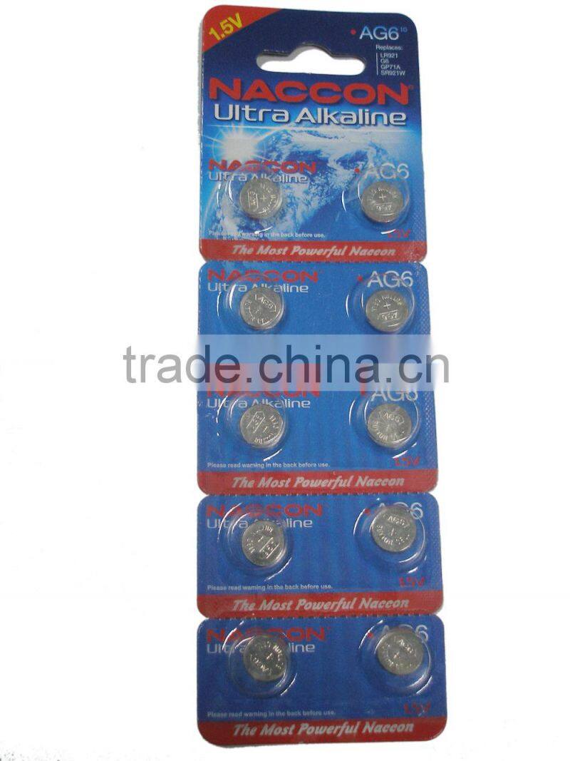 AG6 Alkaline button cell, 1.5v 33mAh saQ