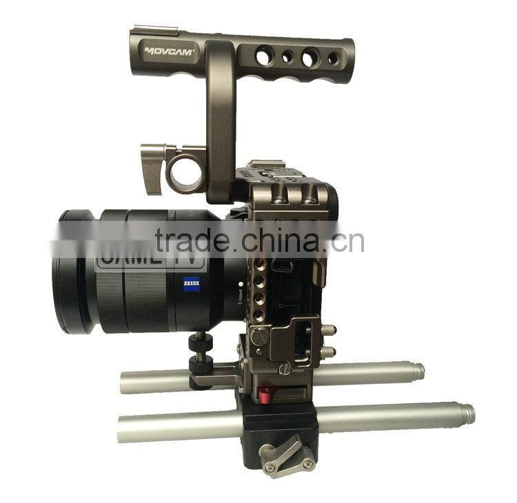 Movcam DSLR A7S Baseplate Cage With Top Handle For Sony A7S Camera Black Editon