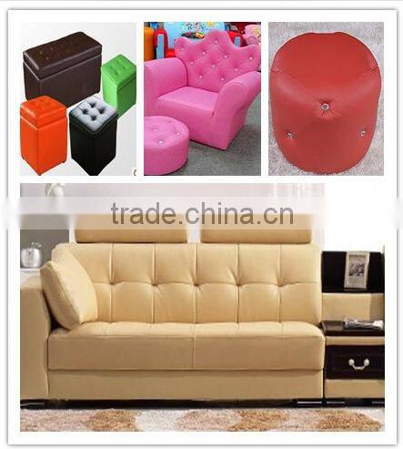 Semi PU upholstery leather supplier surface with embroider design and metallic color