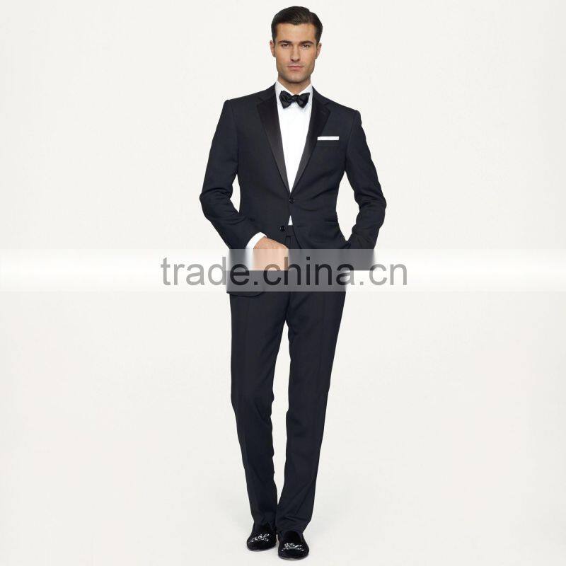 2014 Top Quality black satin lapel suits & tuxedo