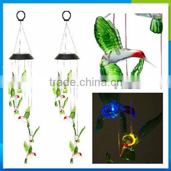 handmade moon and star electric wind chime with solar powered led lights