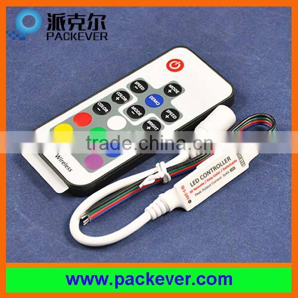 DC 5V-24V input 12A output 17 keys remote control mini rgb LED controller/dimmer