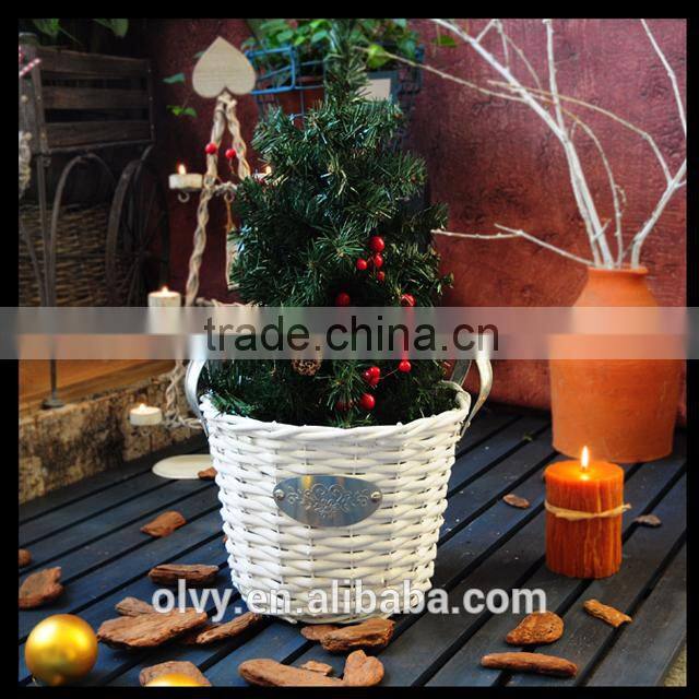 willow basket with metal handles