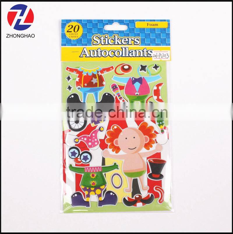 Promotional wholesale custom dress up monkey puffy sticker