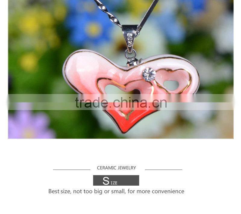 Popular heart shape ceramic jewelry white ceramic necklace CC-S030