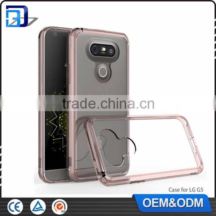 New Product 2016 Clear Ultra Slim Acrylic + TPU Bumper 2 in 1 Back Cover Case For LG G5 H830 Mobile Phone Accessories