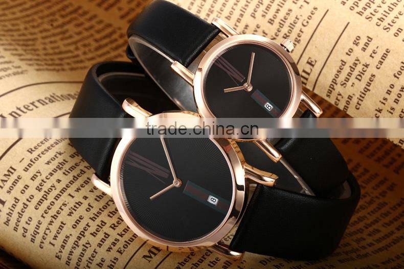 Leather Quartz Pair Couple Watches With Fashion Design