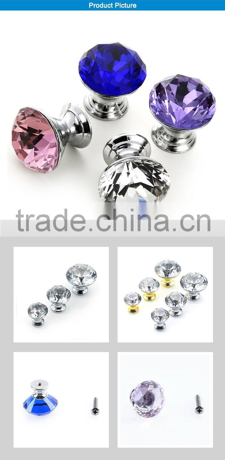 Reliable chinese supplier fantastic pink glass crystal drawer knobs