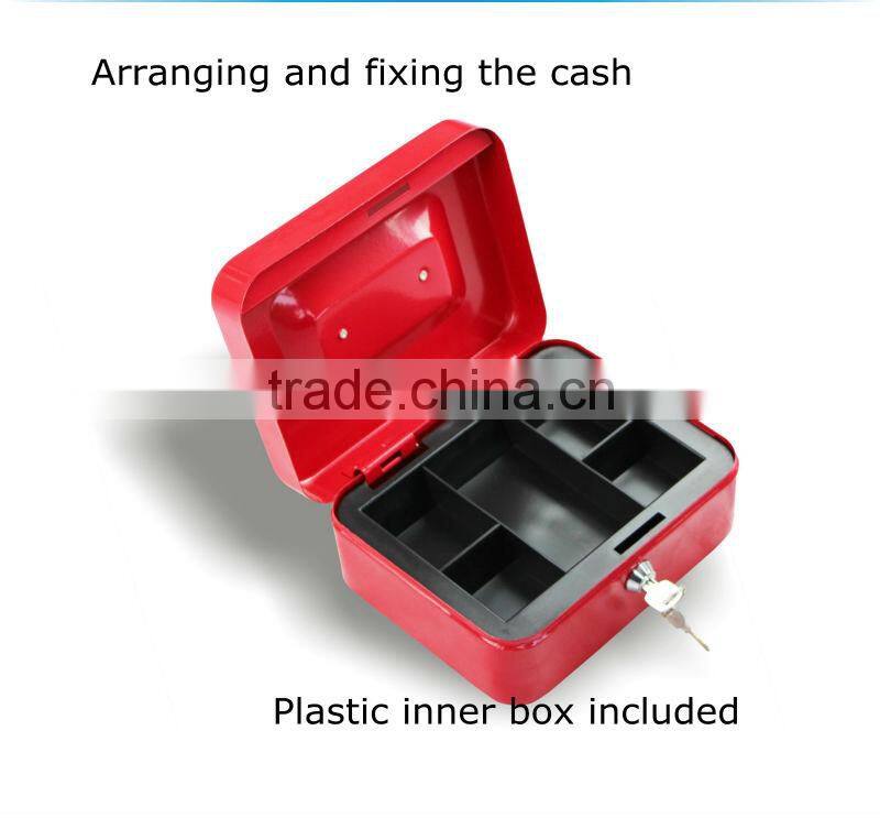 small metal key lock cash money safe security box