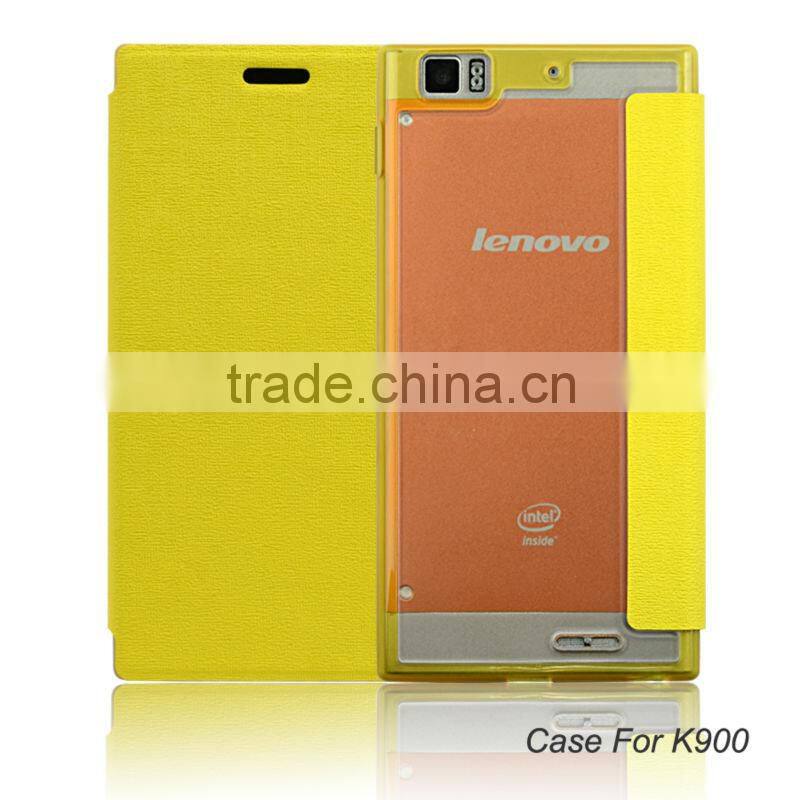 2014 high quality flip leather mobile case for lenovo k900