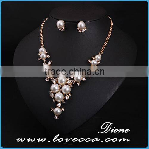 Latest designs elegant shinny crystal beaded pearl earrings new arrival 2015 necklace jewelry