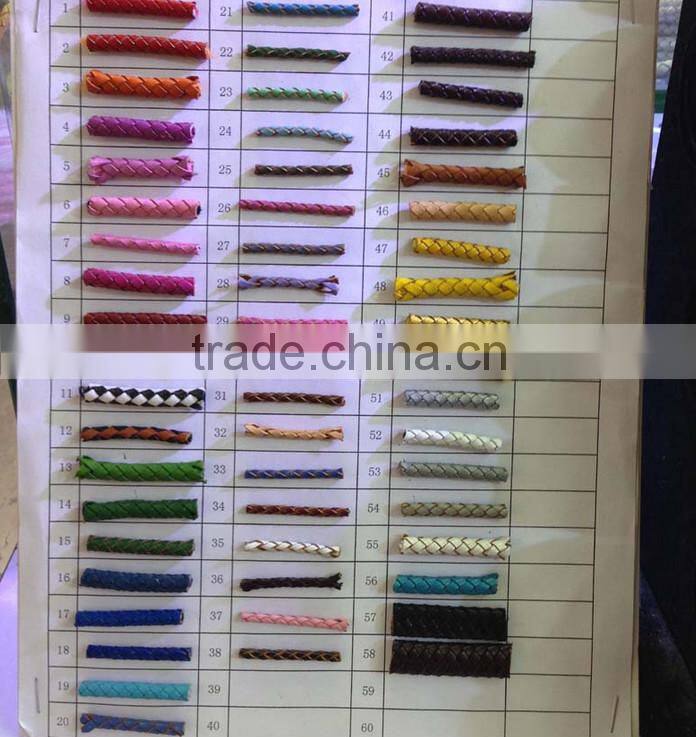 customized purple real leather cord 4.0mm braided cord