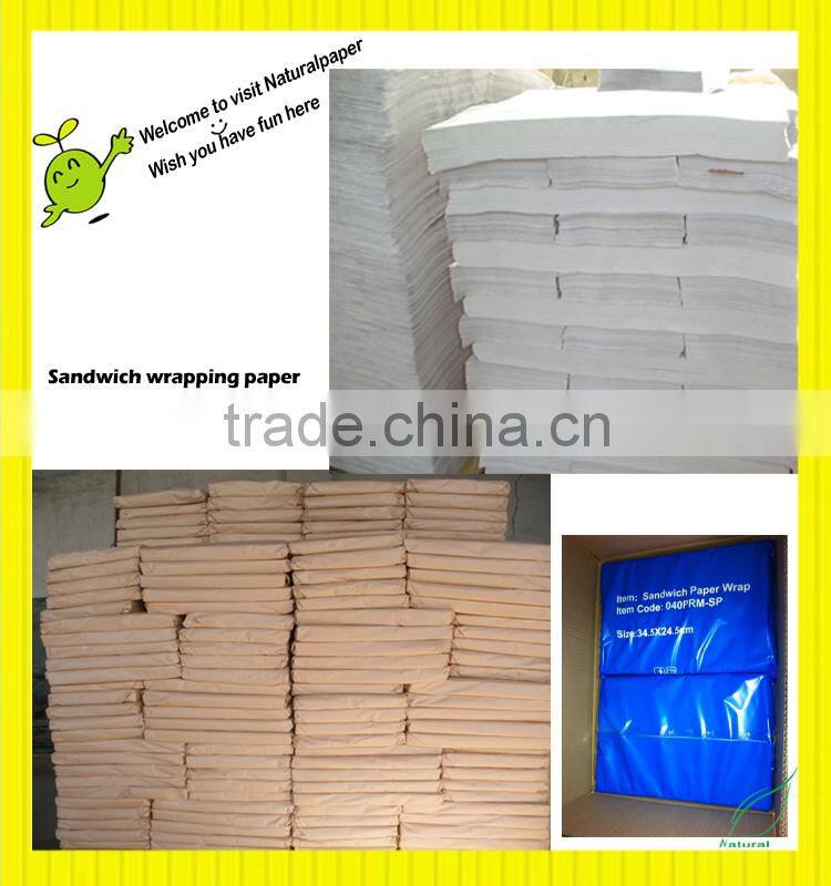 MG bleached paper for sanwich wrapping 245*345