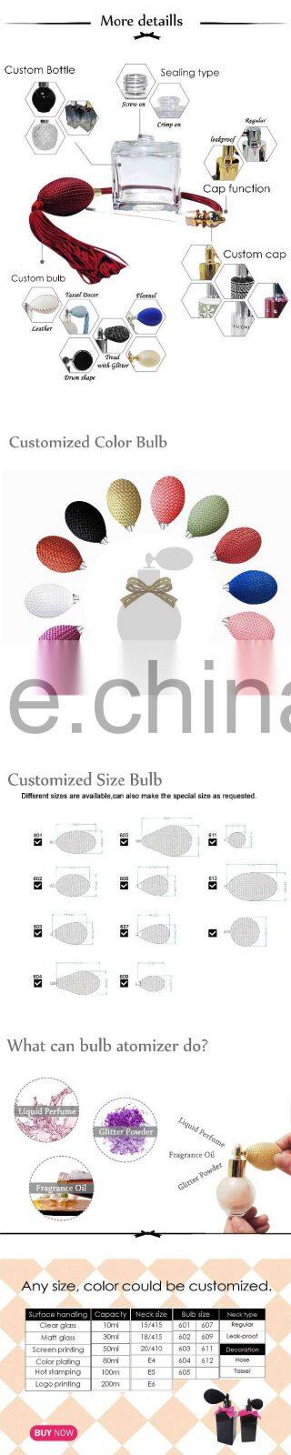 Colorful sprinkle dots perfume glass atomizer with royal blue bulb