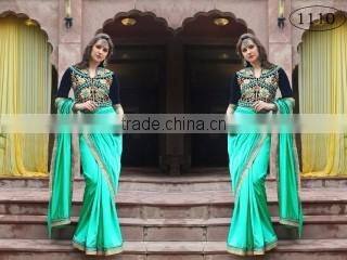 Brainy Mustard Satin Chiffon Saree/indian designers saree online shopping