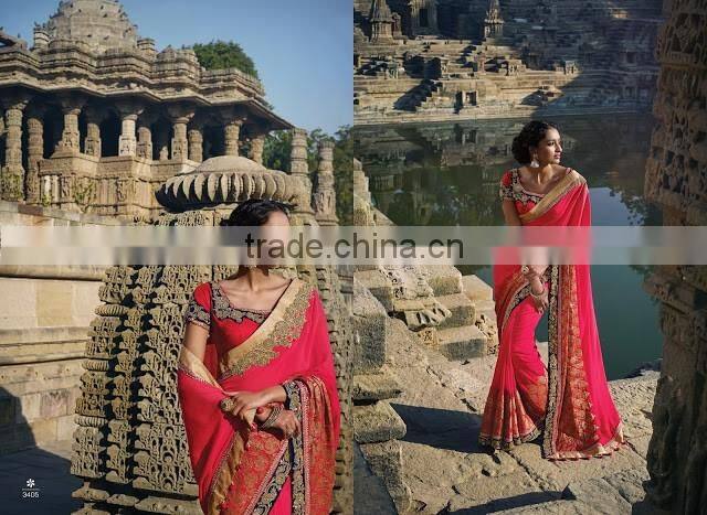 Green Chiffon On Net Designer Saree