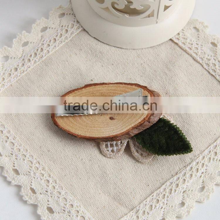 MYLOVE forest style hair clip girls wood lace flower barrette hair accessory