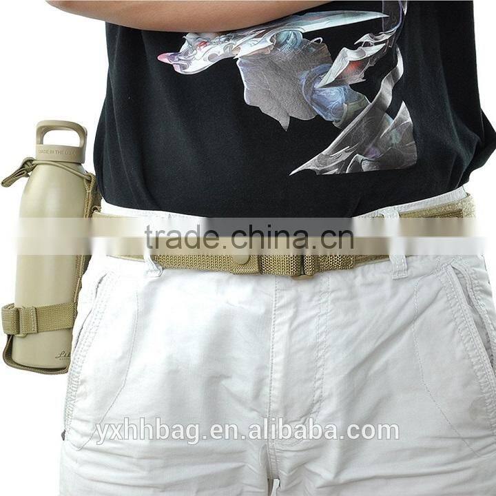 Khaki fabric belt for man with bottle holder