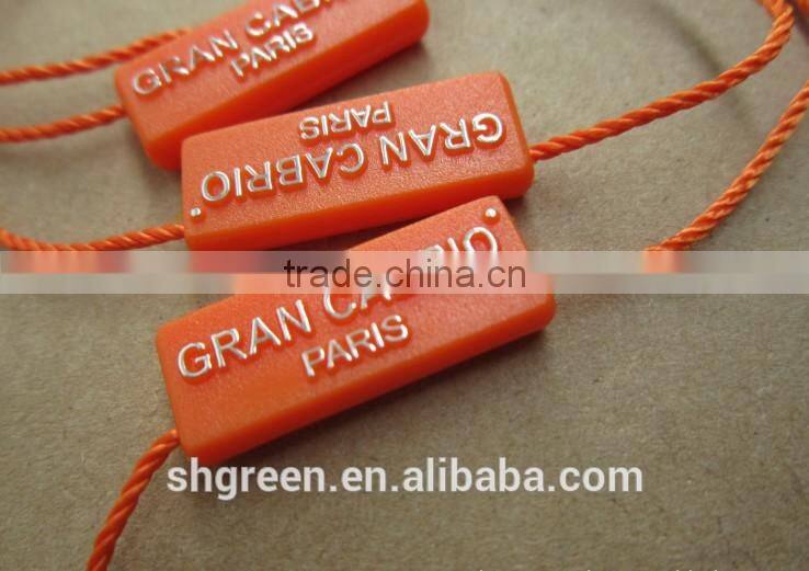 Plastic double sides embossed logo string seal tag