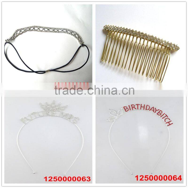 YiWu best design leaf wide rhinestone headband
