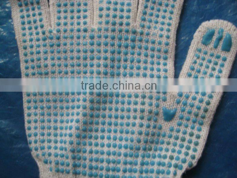 red 10 gauge /7gauge cotton pvc dotted working glove