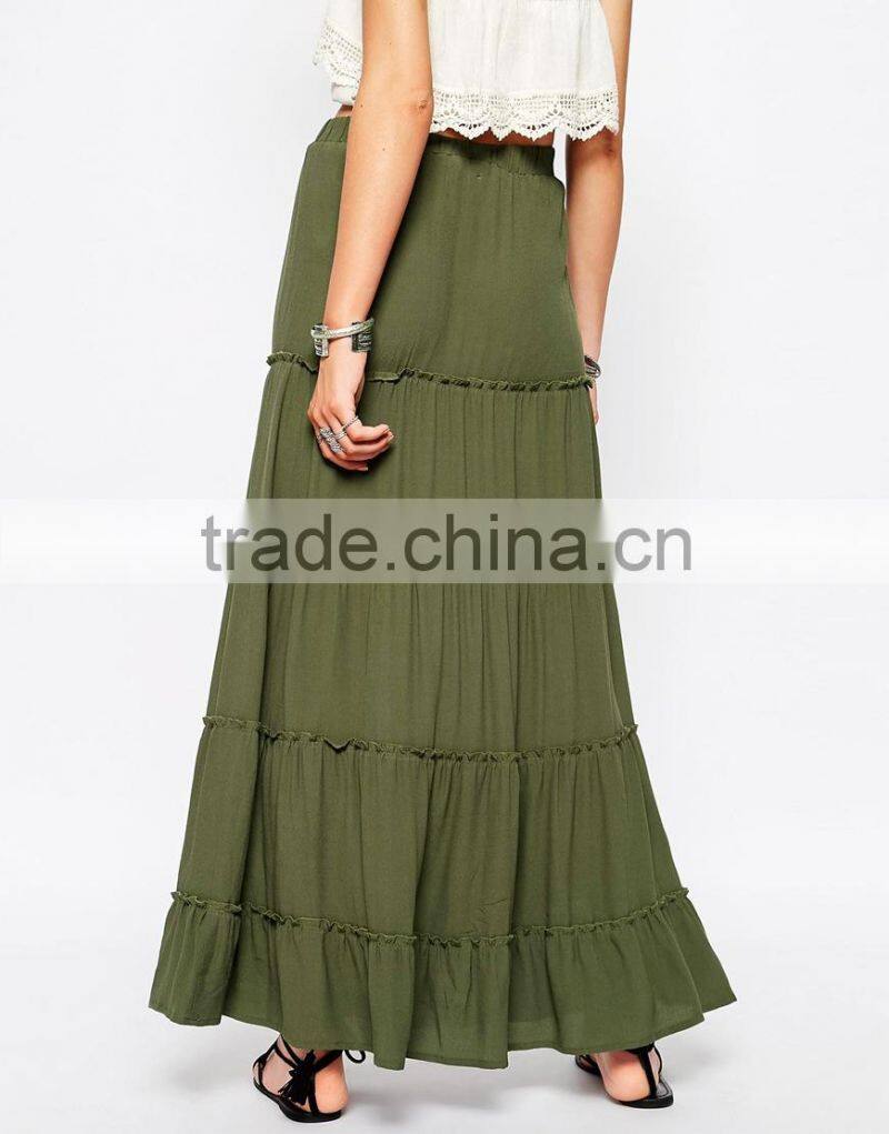girls soft rayon long skirt Tiered Maxi Skirt layered long skirt